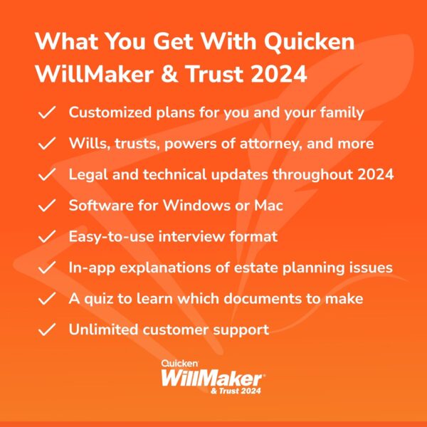 Quicken WillMaker and Trust 2024 - Windows - Estate Planning Software Includes Will, Living Trust, Health Care Directive, Financial, Power of Attorney - Legally Binding 2
