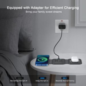UCOMX Nano 3 in 1 Wireless Charger for iPhone,Magnetic Foldable 3 in 1 Charging Station,Travel Charger for Multple Devices for iPhone 15/14/13/12 Series,AirPods Pro,iWatch