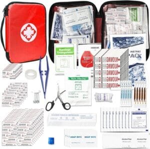 300 PCS Compact First Aid Kits Car Emergency First Aid Supplies for Business Travel Survival Gear and Equipment Home First Aid Kit Essentials for Car Outdoor Adventure, Red 1st Aid