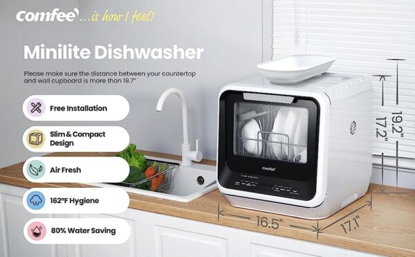 COMFEE' Portable Mini Dishwasher Countertop with 5L Built-in Water Tank - Image 4