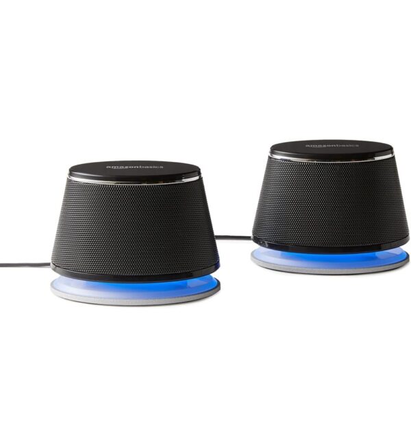 Amazon Basics USB Plug-n-Play Speakers for PC or Laptop • Set of 2
