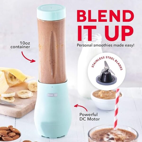 Dash Mighty Mini Blender 10 oz Personal Bottle Blender with Travel Lid - Image 2