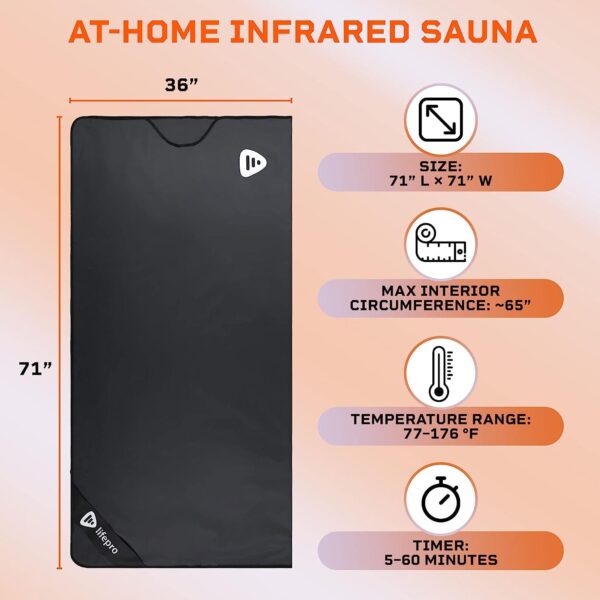 LifePro Far Infrared Sauna Blanket for Relaxation with 77–176 °F Temp Range - Image 3
