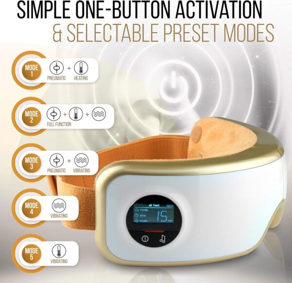 SereneLife Smart Eye Massager with Heat and Compression, Vibration, Music, Wireless Heated Mask for Migraines and Stress Therapy - Image 3