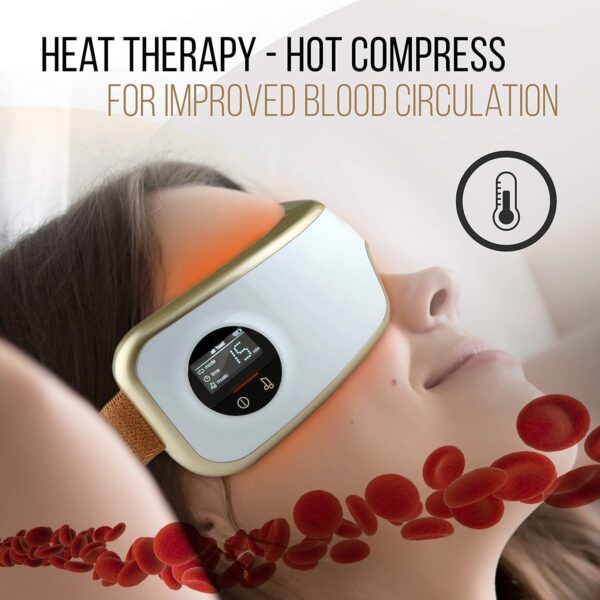 SereneLife Smart Eye Massager with Heat and Compression, Vibration, Music, Wireless Heated Mask for Migraines and Stress Therapy - Image 4