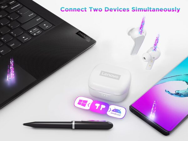Lenovo Smart Switch True Wireless Earbuds with Wireless Charging Case - 28 Hrs Playtime - 6 Built-in Mics - Image 2