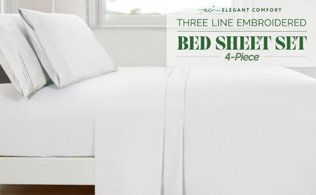 Elegant Comfort Luxurious 4-Piece Bed Sheet Set 3 a bed sheet in a room Elegant Comfort 4-Piece Bed Sheet Set