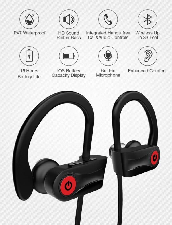 Otium Bluetooth Earbuds for Gym Running 15 Hours Playtime - Image 2