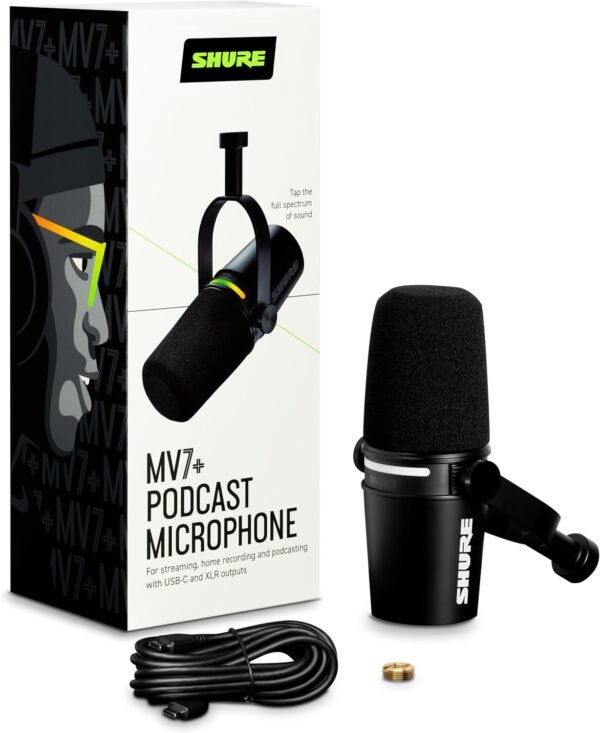 Shure MV7+ Podcast Microphone. Enhanced Audio, LED Touch Panel - Image 2