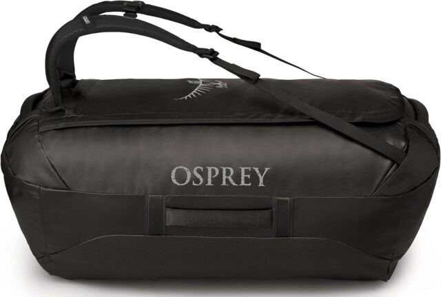 Osprey Transporter Duffel Bag 5 a black bag with straps Osprey Transporter 120 Duffel Bag