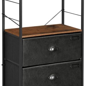 SONGMICS Nightstand, Industrial Bedside Table with 2 Fabric Drawers
