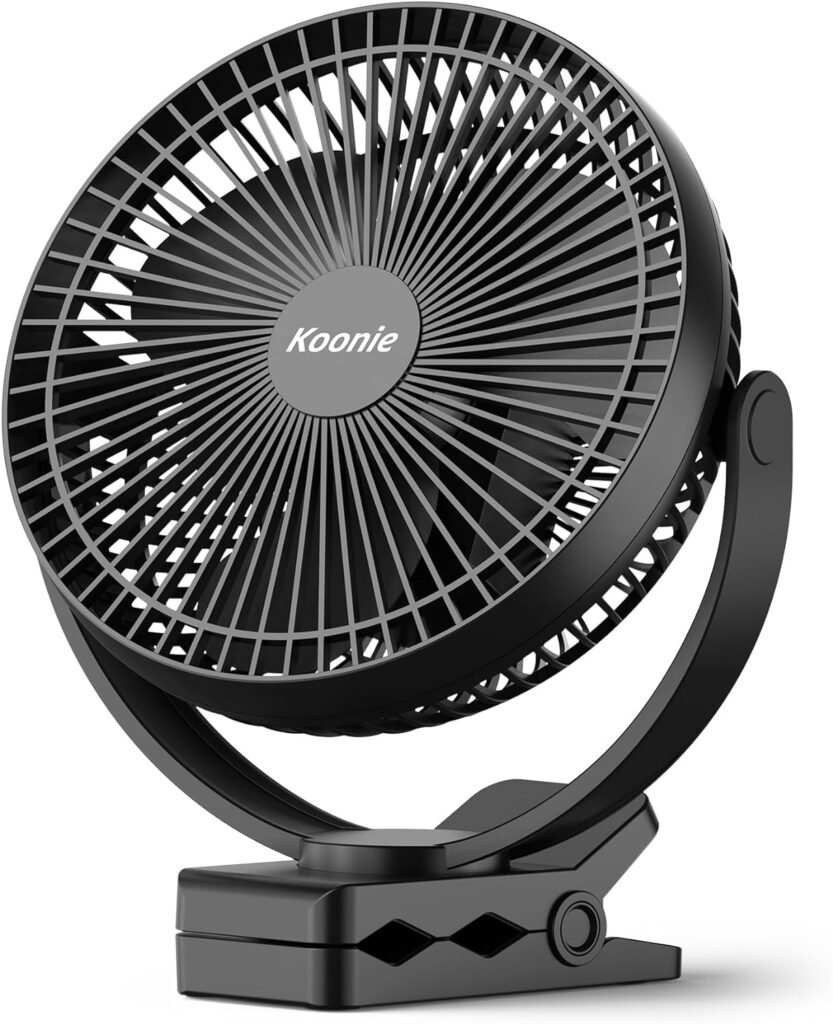 Koonie 10000mAh Clip on Fan Rechargeable, 8-Inch Battery Operated Desk Fan