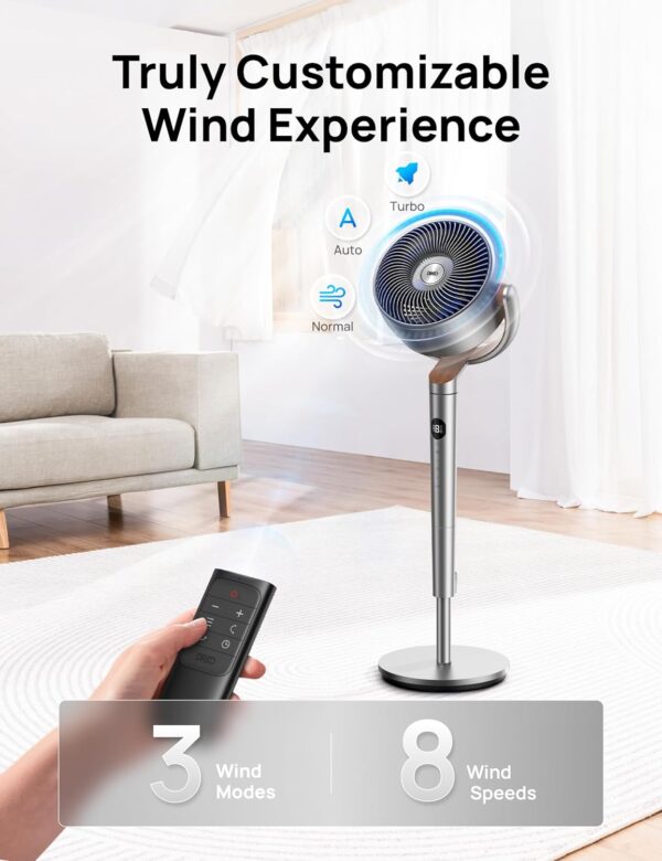 Dreo Standing Fan, 120°+120°Omni-directional Oscillating Pedestal Fan - Image 3