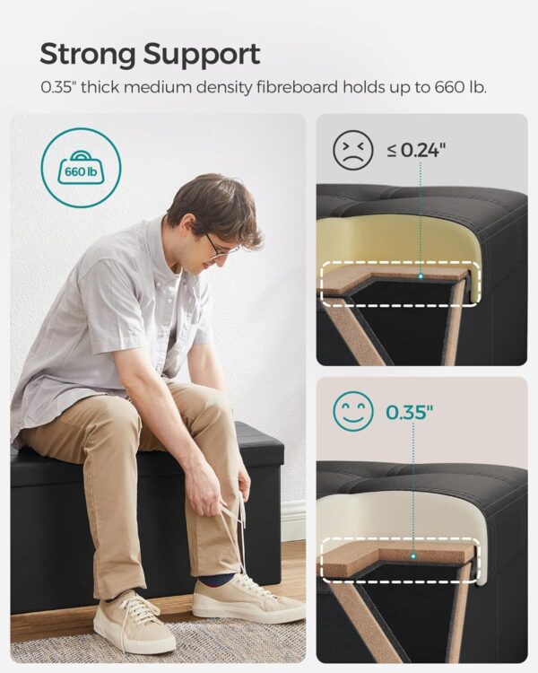 SONGMICS 30 Inches Folding Storage Ottoman Bench Holds up to 660 lb, Storage Chest - Image 4