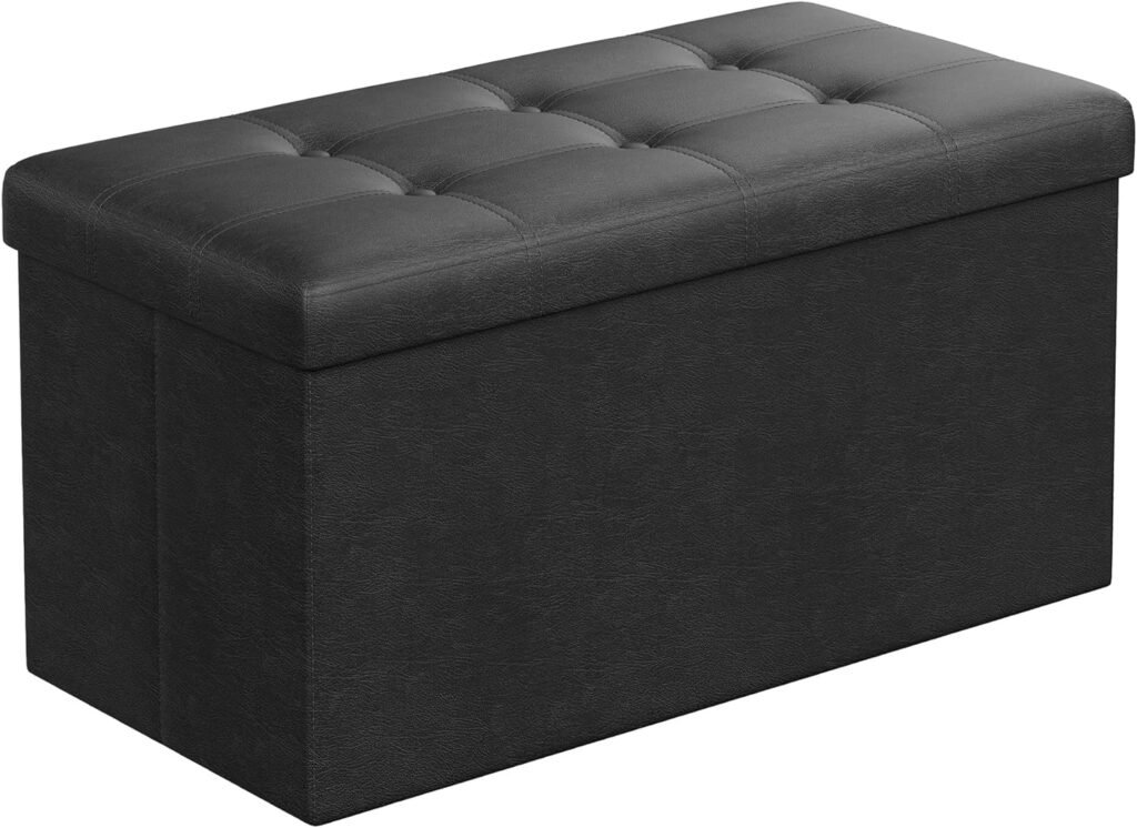 SONGMICS 30 Inches Folding Storage Ottoman Bench Holds up to 660 lb, Storage Chest