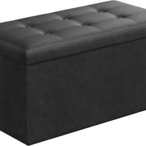 SONGMICS 30 Inches Folding Storage Ottoman Bench Holds up to 660 lb, Storage Chest