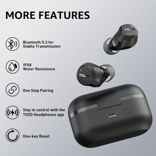 TOZO Hybrid Active Noise Cancelling Wireless Earbuds - Image 3
