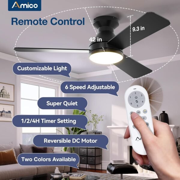 Amico Ceiling Fans with Light and Remote Control - Image 2
