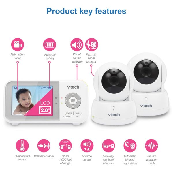 VTech VM923-2 Baby Monitor, 2.8”Screen - Image 2