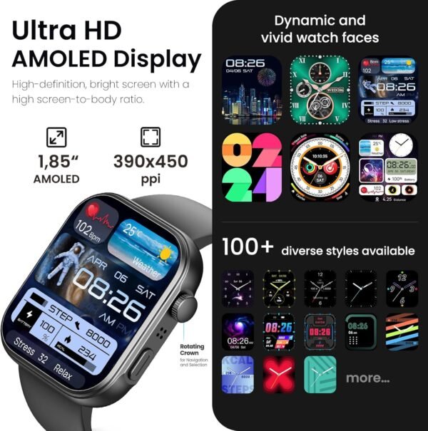 TOZO S6 Smartwatch 1.85" AMOLED Screen - Image 2