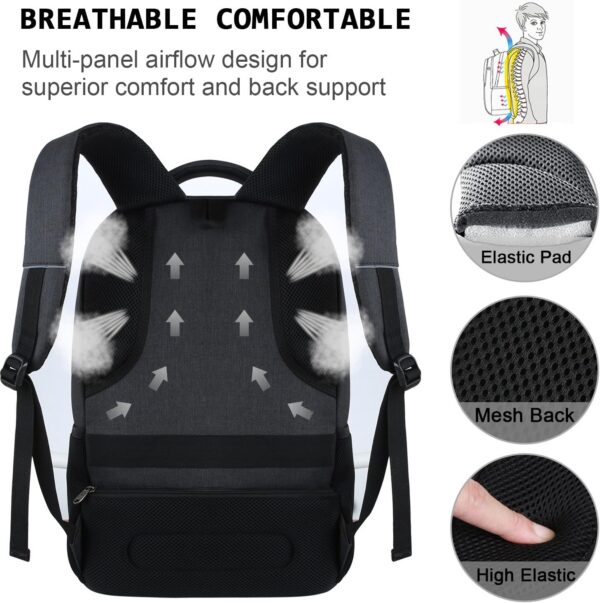 Laptop Backpack with USB Charging Port, Water Resistant College Laptop Bag - Image 4
