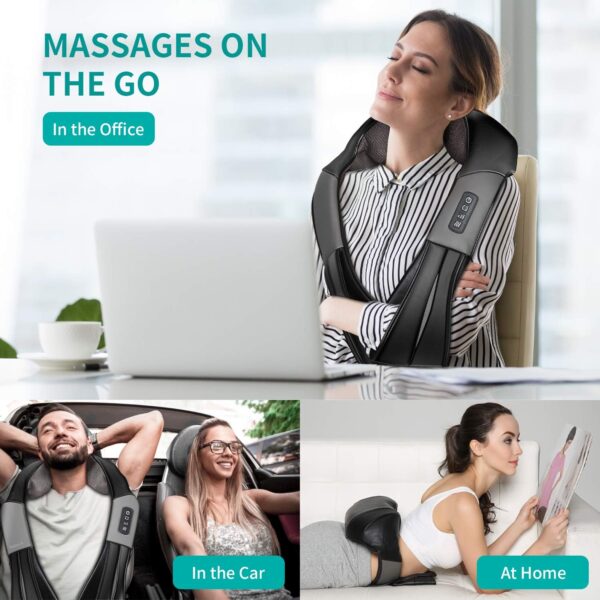 Nekteck Shiatsu Neck and Back Massager with Soothing Heat - Image 3