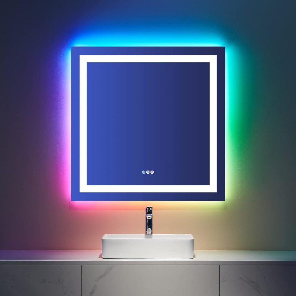 LOAAO LED Bathroom Mirror with Lights 36″X36″, Anti-Fog