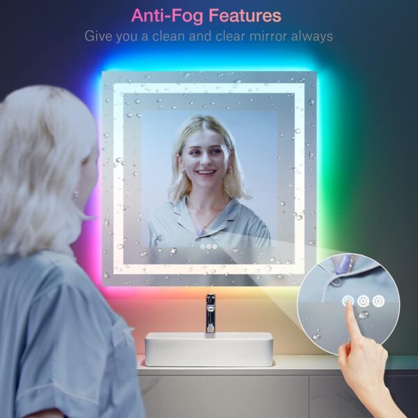 LOAAO LED Bathroom Mirror with Lights 36"X36", Anti-Fog - Image 3