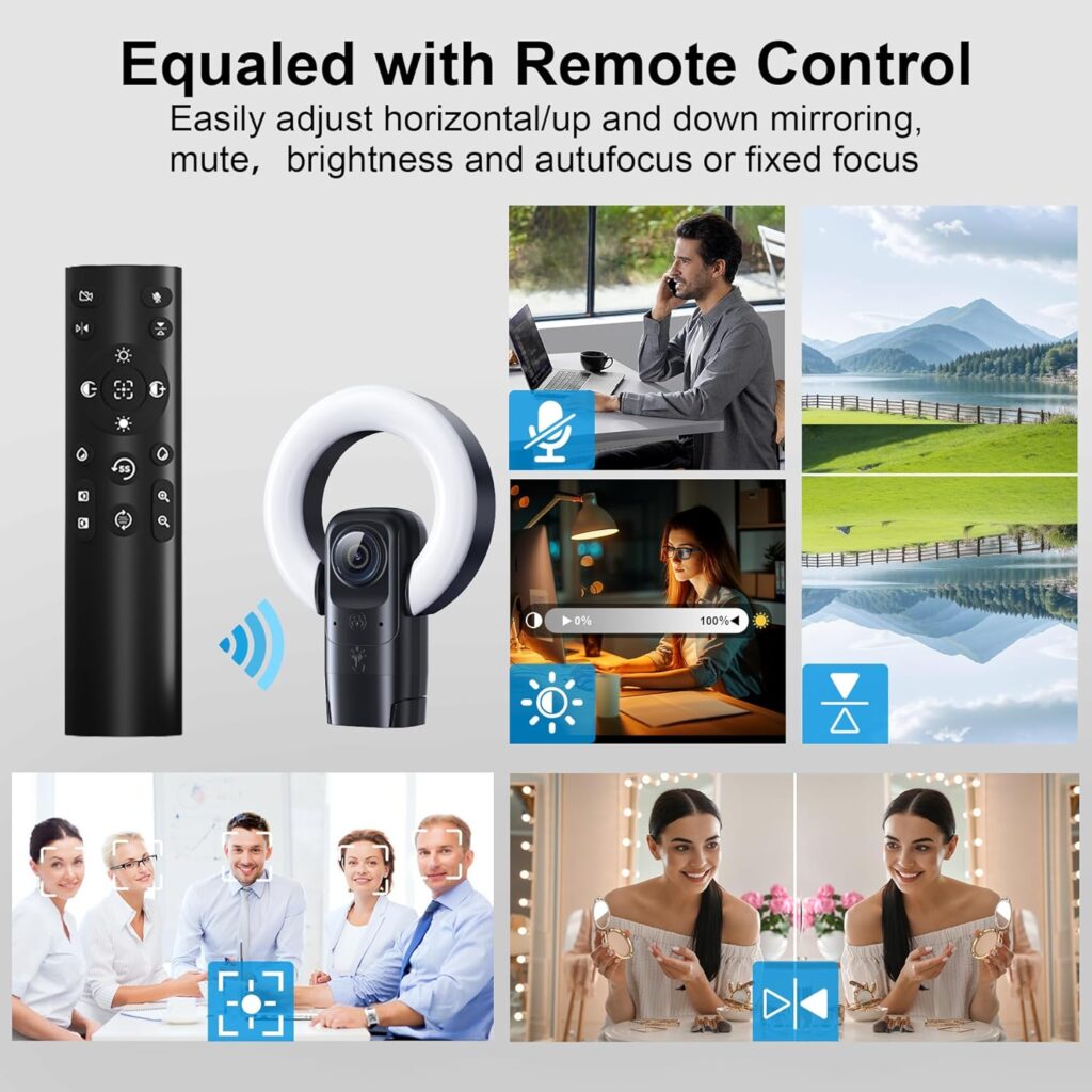 4K Webcam for PC with Remote and Light