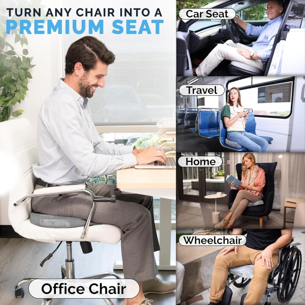 ComfiLife Gel Enhanced Seat Cushion – Office Chair Cushion – Non-Slip Gel & Memory Foam Coccyx Cushion for Tailbone Pain - Desk Chair Car Seat Cushions
