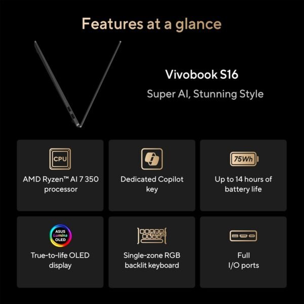 ASUS Vivobook S16 Laptop, Copilot+ PC - Image 2
