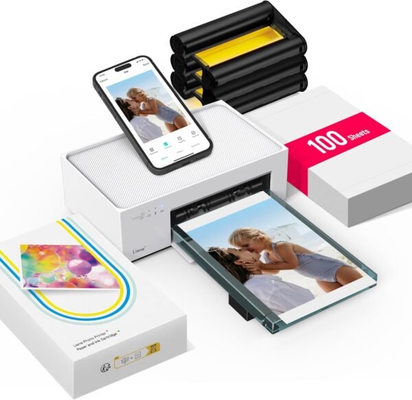 Liene M100 4x6'' Photo Printer, 100 Sheets & 3 Cartridges