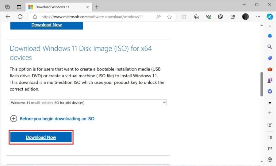 Download Windows 11 ISO from Microsoft official page