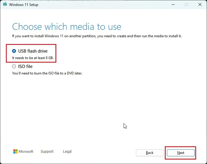 how to create windows 11 bootable usb — Media Creation Tool running