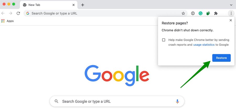 How to restore tabs