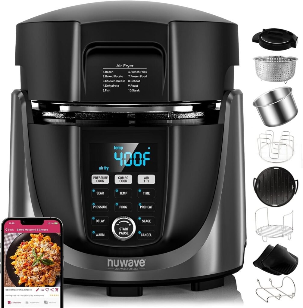 Nuwave Duet Air Fryer, Electric Pressure Cooker & Grill Combo