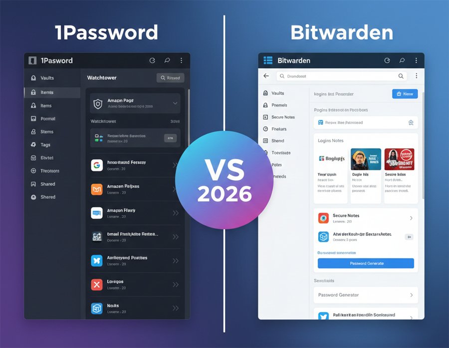 1Password vs Bitwarden : Honest Comparison of 2026 - Plus the Price Hike Nobody Warned You About 1 1Password vs Bitwarden 2026 comparison interface side by side