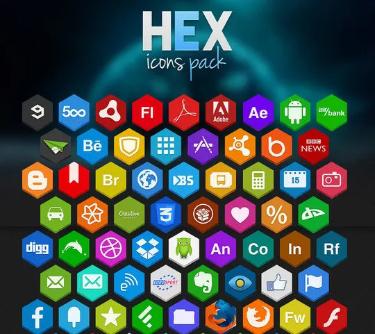 12 Free Hexagon Icon Sets & Photoshop Files 13