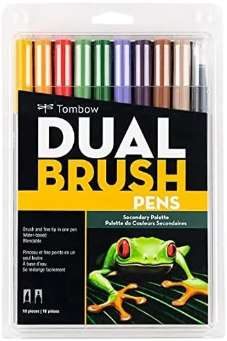 Tombow Dual Brush Pen Art Markers, Brush and Fine Tip Markers, 10-Pack 1