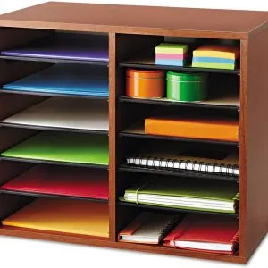 Safco Wood Adjustable Literature Organizer 12 Compartment