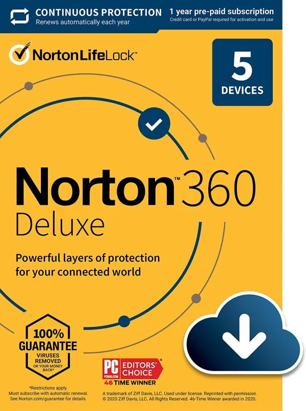 Norton 360 Deluxe Antivirus software for 5 Devices with Auto Renewal 1