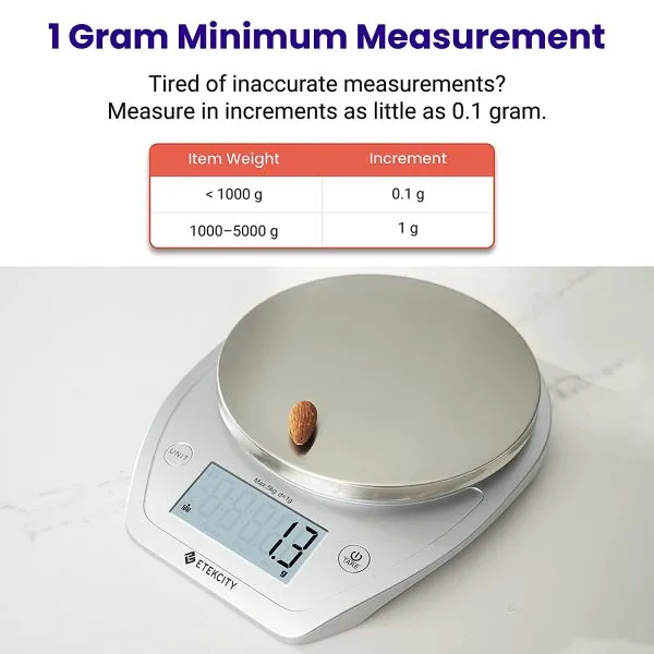 Etekcity 0.1g Digital Food Scale, Bowl, Digital Grams and Ounces for Weight Loss 2