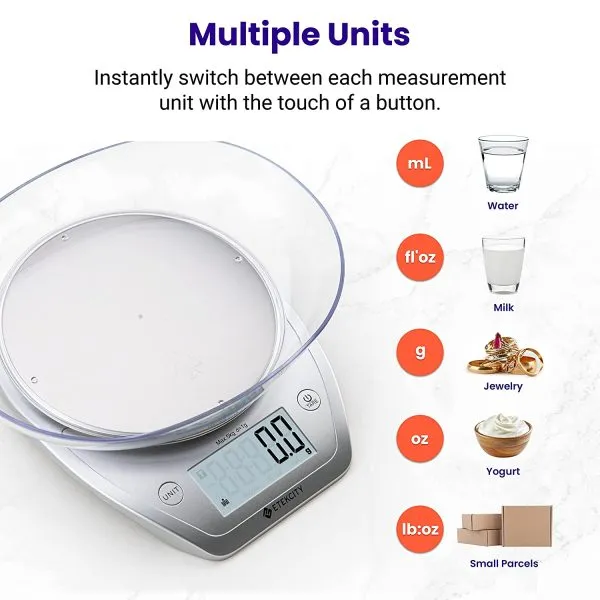 Etekcity 0.1g Digital Food Scale, Bowl, Digital Grams and Ounces for Weight Loss 4