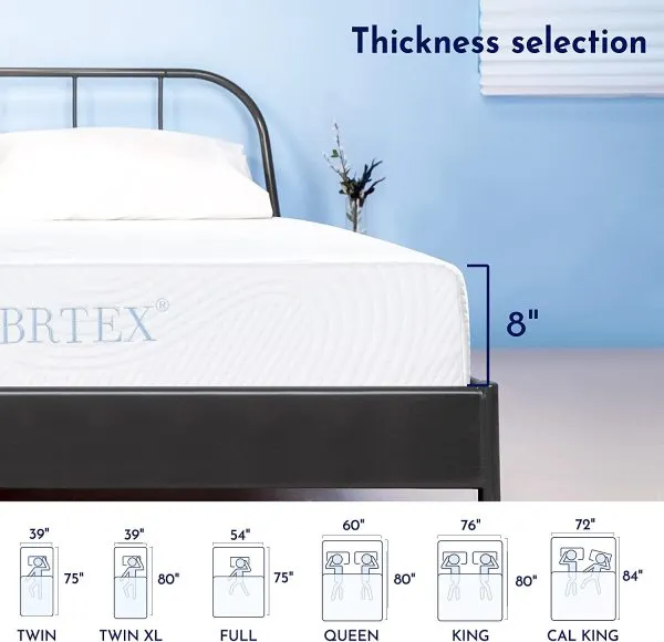 subrtex Gel Memory Foam Mattress 8 Inch with Removable Soft Cover 3