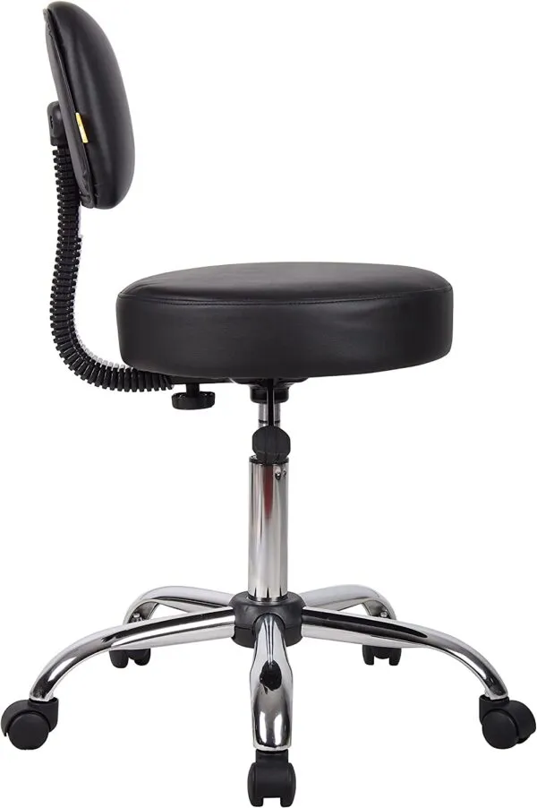 Boss Office Products Adjustable Medical Stool with Back in Black 3