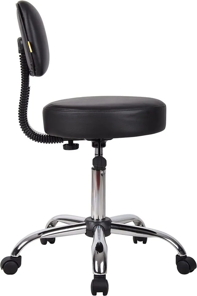 Boss Office Products Adjustable Medical Stool with Back in Black 5