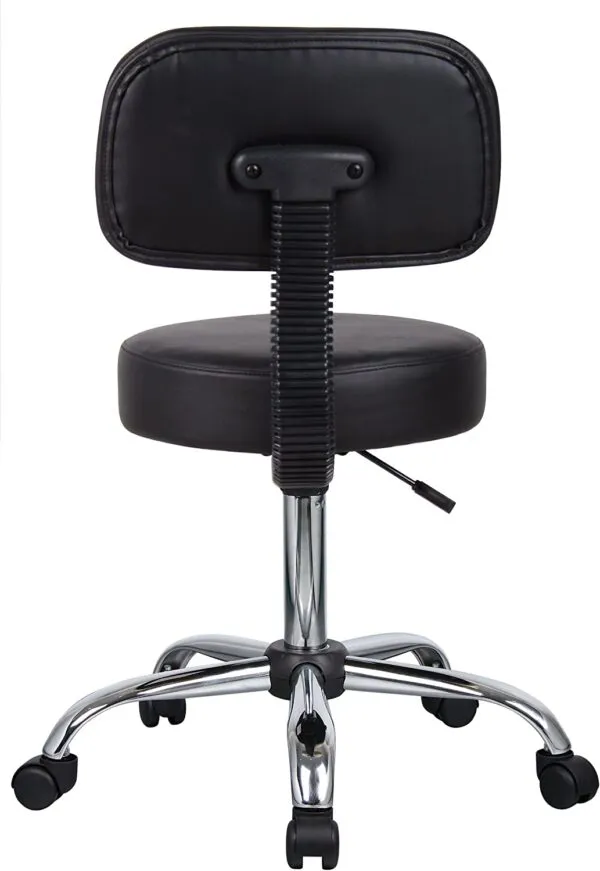 Boss Office Products Adjustable Medical Stool with Back in Black 2