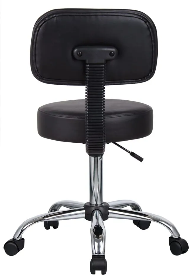 Boss Office Products Adjustable Medical Stool with Back in Black 6
