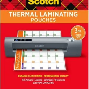 Scotch Thermal Laminating Pouches, 100 Pack Laminating Sheets, 3 Mil, 8.9 x 11.4 Inches, Letter Size Sheets