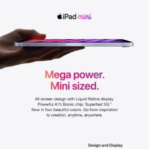 Apple iPad Mini (6th Generation) • with A15 Bionic chip • 8.3-inch Liquid Retina Display • 64GB • Wi-Fi 6 • 12MP front/12MP Back Camera • Touch ID • All-Day Battery Life • Space Gray